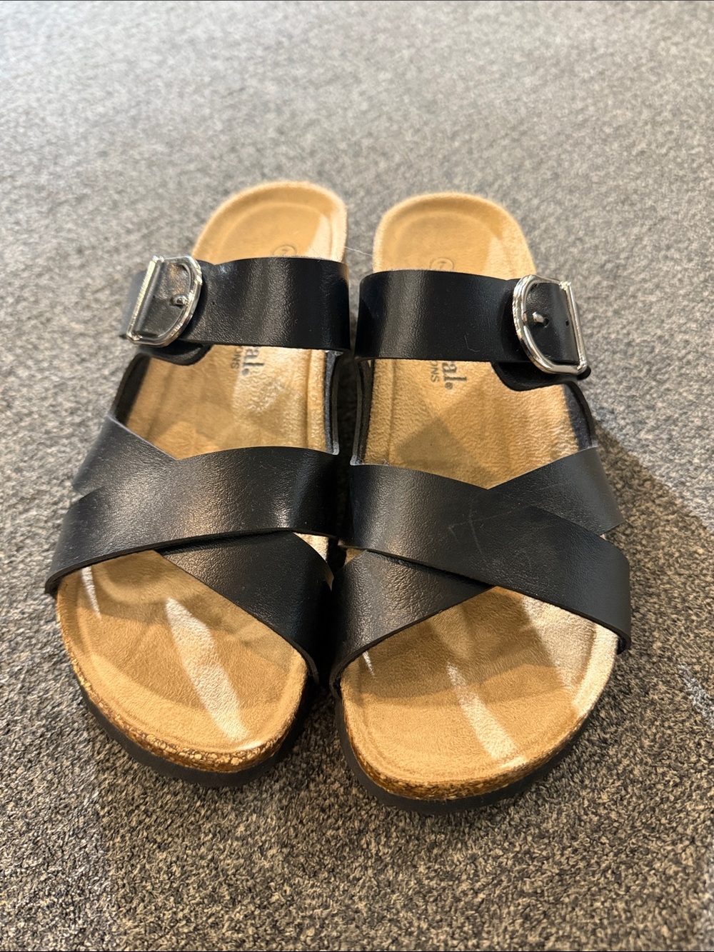 NWOB Natural Reflections Cross-Strap Slide Sandals